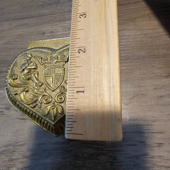 Vintage Gold Metal Heart Trinket Jewelry Box Cherub Velvet Japan Renaissance - Picture 12 of 14